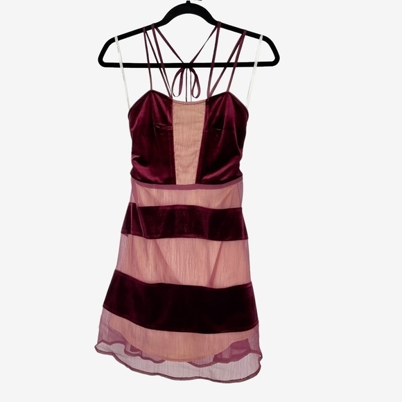 Anthropologie Foxiedox Dante Wine Lush Velvet Gauze Halter Dress Style WA560DR - Picture 4 of 13